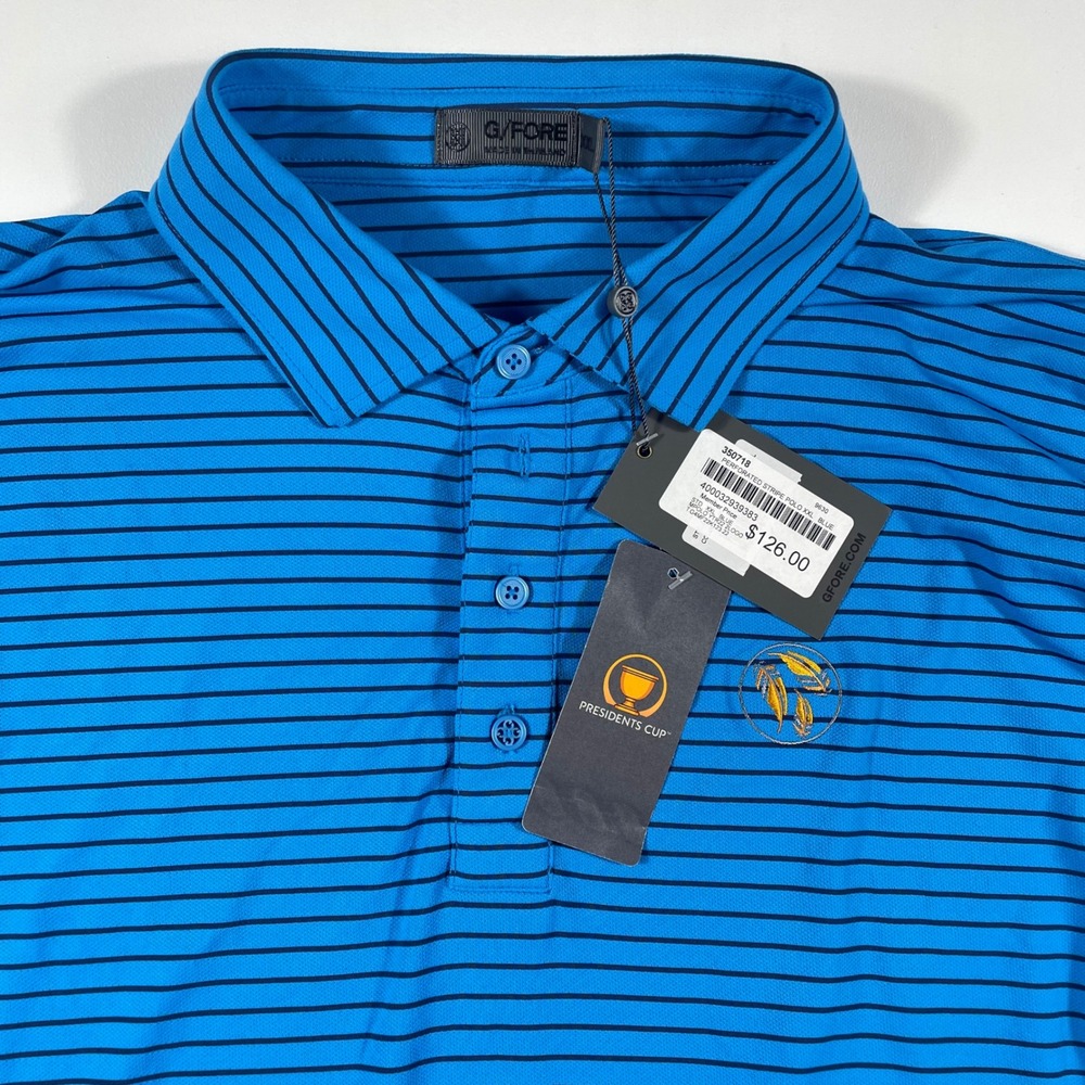 G/FORE Polo‎ Shirt Mens 2XL Striped Performance Golf Blue NWT